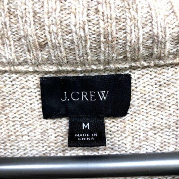 J. Crew Mens 1/4 Zip Sweater Merino Wool Stretch Beige Oatmeal Size M - Picture 6 of 9